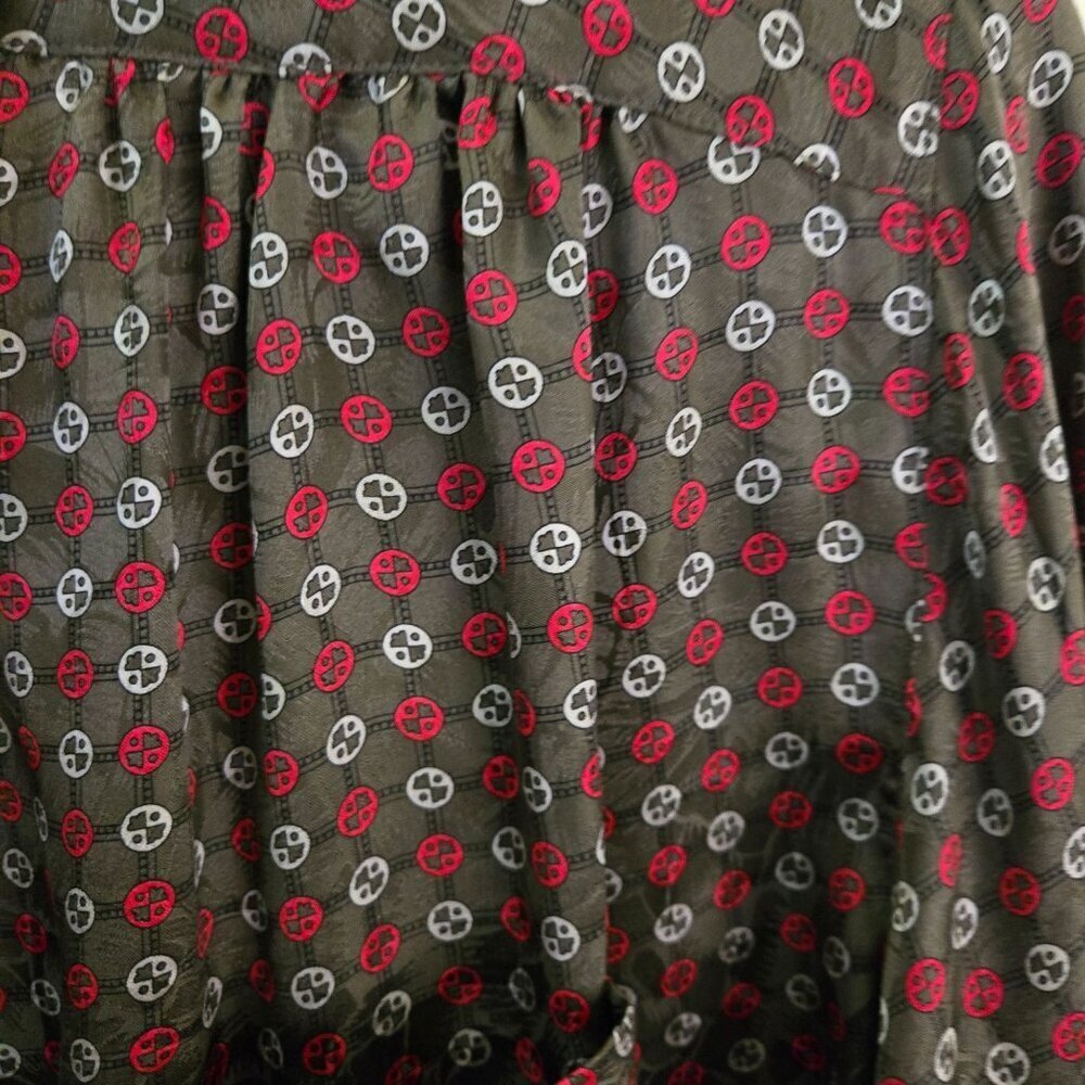 Evan Picone Vintage 100% Silk Brown Red 80s Oversized Blouse Size 6 - Picture 5 of 6